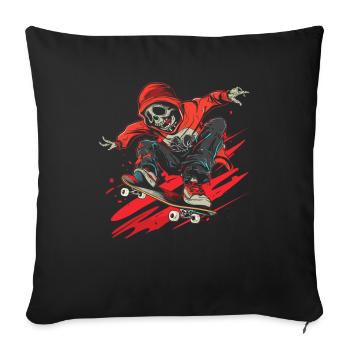 Skateboard amusant - Housse de coussin décorative 45 x 45 cm - noir - Devant