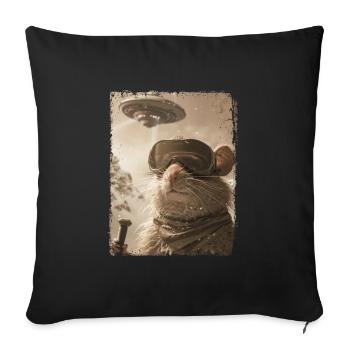 UFO Retro Vintage Uncanny Alien Ski Mouse - Sofa pillowcase 17,3'' x 17,3'' (45 x 45 cm) - black - Front