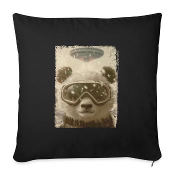 OVNI rétro vintage étrange Alien Ski Panda - Housse de coussin décorative 45 x 45 cm - noir - Devant