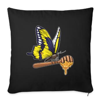 Papillon Miel - Housse de coussin décorative 45 x 45 cm - noir - Devant