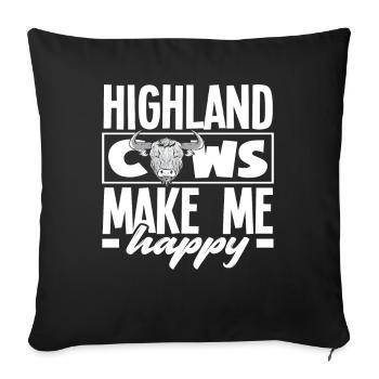Highland cows make me happy - Sofa pillowcase 17,3'' x 17,3'' (45 x 45 cm) - black - Front