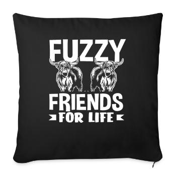 Flauschige Freunde Für Immer Highland Kuh - Sofakissenbezug 45 x 45 cm - Schwarz - Vorne