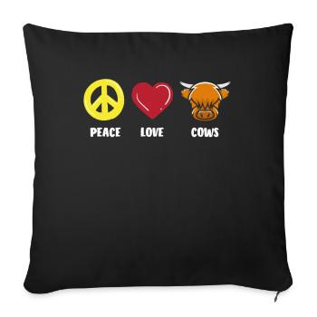 Highland Cow Peace Love Cows - Sofa pillowcase 17,3'' x 17,3'' (45 x 45 cm) - black - Front
