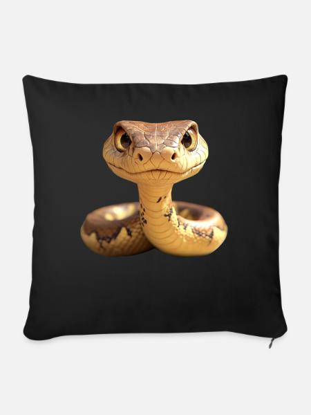 Schlange Python Kobra Mamba Klapperschlange Snake - Sofakissenbezug 45 x 45 cm - Schwarz