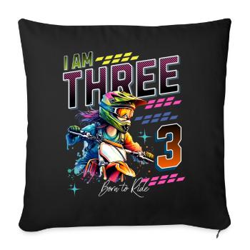 3e anniversaire des filles de motocross - Housse de coussin décorative 45 x 45 cm - noir - Devant