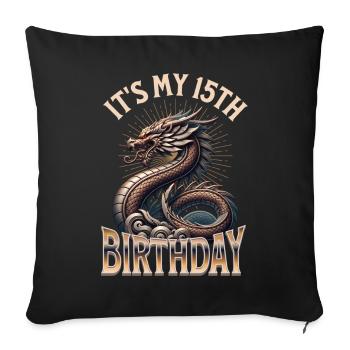 Dragon 15th Birthday Dragon - Sofa pillowcase 17,3'' x 17,3'' (45 x 45 cm) - black - Front