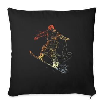 Vintage Snowboarder Drawing - Sofa pillowcase 17,3'' x 17,3'' (45 x 45 cm) - black - Front