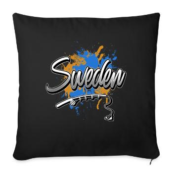 Pêche à la ligne en Suède - Housse de coussin décorative 45 x 45 cm - noir - Devant