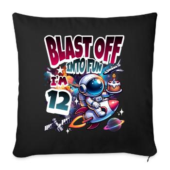 Astronaut 12th Birthday Space - Sofa pillowcase 17,3'' x 17,3'' (45 x 45 cm) - black - Front