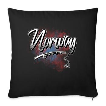 Norway Fishing Angler Fishing - Sofa pillowcase 17,3'' x 17,3'' (45 x 45 cm) - black - Front