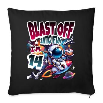 Astronaut 14th Birthday Space - Sofa pillowcase 17,3'' x 17,3'' (45 x 45 cm) - black - Front
