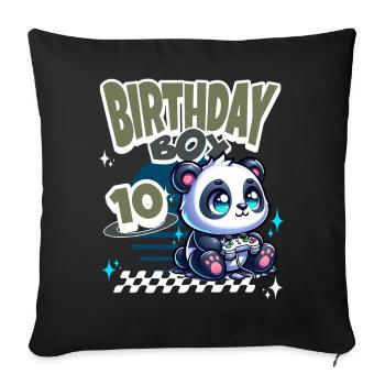 10e anniversaire Enfants Anniversaire Gaming Panda - Housse de coussin décorative 45 x 45 cm - noir - Devant