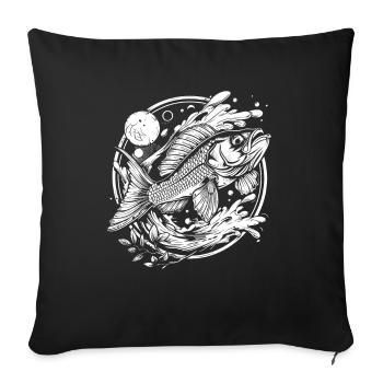 Graphique de poisson - Housse de coussin décorative 45 x 45 cm - noir - Devant