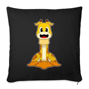 Girafe drôle - Housse de coussin décorative 45 x 45 cm - noir - Devant