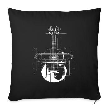 Ukulele Zeichnung - Sofakissenbezug 45 x 45 cm - Schwarz - Vorne