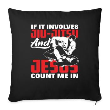 Quand il s'agit de Jiu-Jitsu et de Jésus, je suis là - Housse de coussin décorative 45 x 45 cm - noir - Devant