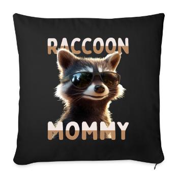 Maman raton laveur Raton laveur Fête des mères Maman raton laveur - Housse de coussin décorative 45 x 45 cm - noir - Devant