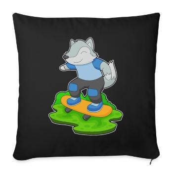 Wolf Skater Skateboard - Sofa pillowcase 17,3'' x 17,3'' (45 x 45 cm) - black - Front