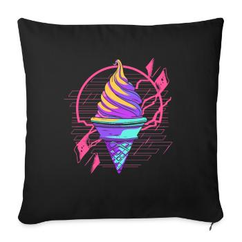 Eiswaffel Synthwave - Sofakissenbezug 45 x 45 cm - Schwarz - Vorne