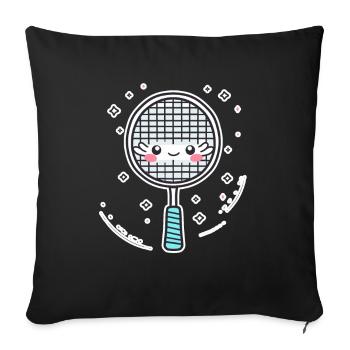 Badminton Racket Comic Look - Sofa pillowcase 17,3'' x 17,3'' (45 x 45 cm) - black - Front