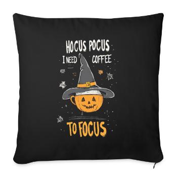 Hocus Pocus Halloween Kürbis Kaffee Hexenhut - Sofakissenbezug 45 x 45 cm - Schwarz - Vorne