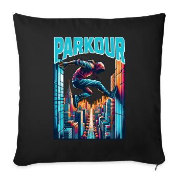 Parkour - Sofa pillowcase 17,3'' x 17,3'' (45 x 45 cm) - black - Front