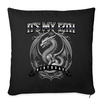 Dragon 12th Birthday Dragon - Sofa pillowcase 17,3'' x 17,3'' (45 x 45 cm) - black - Front