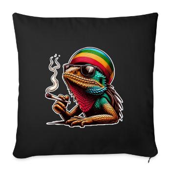 Kiffer Marihuanna Weed Highdechse Eidechse Kiffen - Sofakissenbezug 45 x 45 cm - Schwarz - Vorne