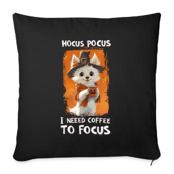 Hocus Pocus Hund Kaffee Halloween Süß - Sofakissenbezug 45 x 45 cm - Schwarz - Vorne