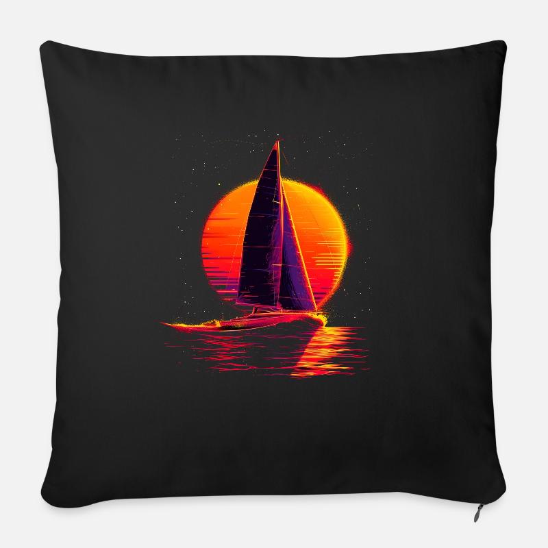 Oldschool Segeln - Sofakissenbezug 45 x 45 cm - Schwarz