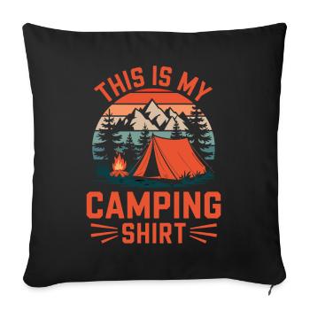 C’est ma chemise de camping Campen - Housse de coussin décorative 45 x 45 cm - noir - Devant