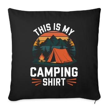 C’est ma chemise de camping Campen - Housse de coussin décorative 45 x 45 cm - noir - Devant