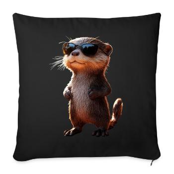 Loutre Loutre de mer Loutre Loutre Martre amour Loutre mignonne - Housse de coussin décorative 45 x 45 cm - noir - Devant