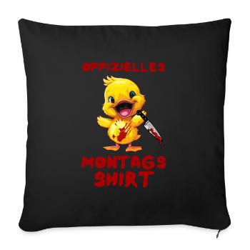 Offizielles Montags Shirt - Ente mit Messer - Sofakissenbezug 45 x 45 cm - Schwarz - Vorne