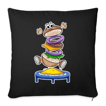 Trampoline Burger Restauration rapide - Housse de coussin décorative 45 x 45 cm - noir - Devant