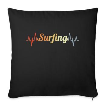 Surfing cardiogram - Sofa pillowcase 17,3'' x 17,3'' (45 x 45 cm) - black - Front