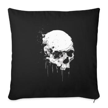 Crâne Halloween Peinture à l’aquarelle - Splash Art Skull - Housse de coussin décorative 45 x 45 cm - noir - Devant
