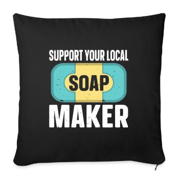 Savonnerie Savonnier - Housse de coussin décorative 45 x 45 cm - noir - Devant
