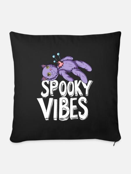Voodoo-Puppen-Katze Halloween Design - Sofakissenbezug 45 x 45 cm - Schwarz