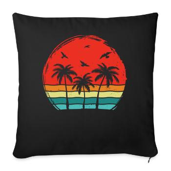 Retro Tropical Sunset Palm Trees - Sofa pillowcase 17,3'' x 17,3'' (45 x 45 cm) - black - Front