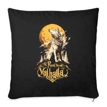 Wolf Road to Valhalla Natur Mond - Sofakissenbezug 45 x 45 cm - Schwarz - Vorne