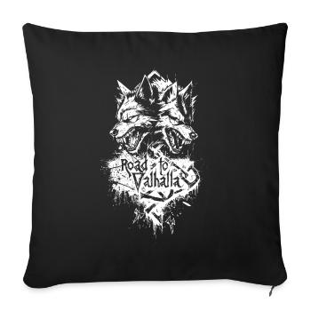 Howling Wolves Road to Valhalla Design - Housse de coussin décorative 45 x 45 cm - noir - Devant