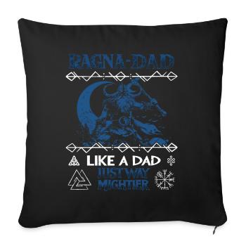 RAGNA-DAD Wikinger unter Mond für Vatertag - Sofakissenbezug 45 x 45 cm - Schwarz - Vorne