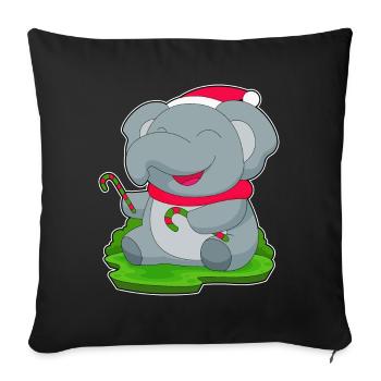 Canne de Noël éléphant - Housse de coussin décorative 45 x 45 cm - noir - Devant