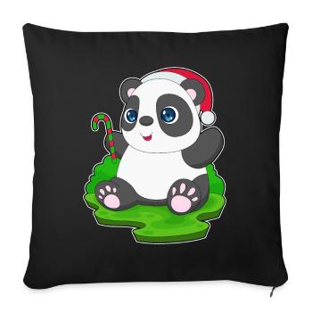 Panda Canne de Noël - Housse de coussin décorative 45 x 45 cm - noir - Devant