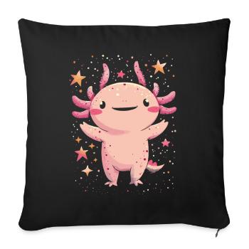 Kawaii Axolotl Under the Stars for Axolotl Fans - Sofa pillowcase 17,3'' x 17,3'' (45 x 45 cm) - black - Front