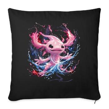 Axolotl lumineux magique plein d’énergie - Housse de coussin décorative 45 x 45 cm - noir - Devant