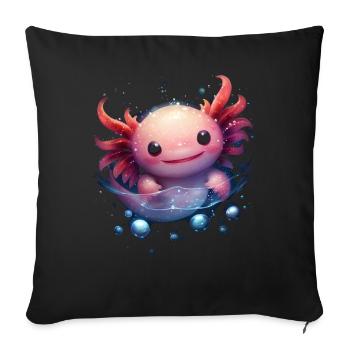 Magic kawaii axolotl with water bubbles for fans - Sofa pillowcase 17,3'' x 17,3'' (45 x 45 cm) - black - Front