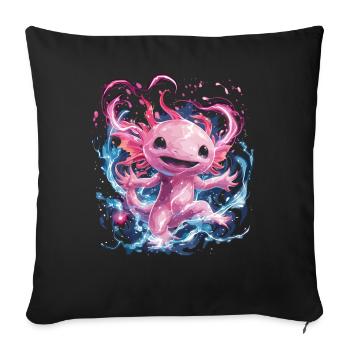 Magical Axolotl with Glowing Energy - Sofa pillowcase 17,3'' x 17,3'' (45 x 45 cm) - black - Front