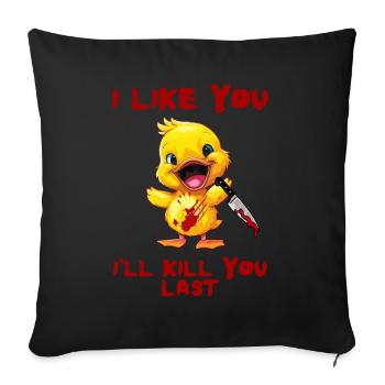 Canard avec couteau - Drôle et effrayant Je t’aime bien - Housse de coussin décorative 45 x 45 cm - noir - Devant